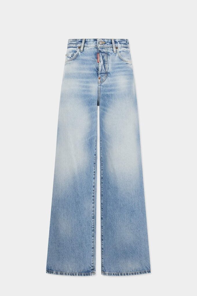Licht diagonaal gewassen baggy Jeans Licht diagonaal gewassen baggy Jeans