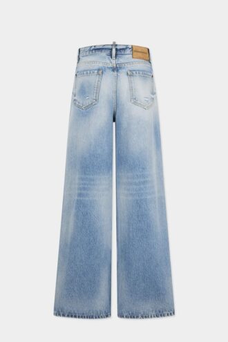 Licht diagonaal gewassen baggy Jeans