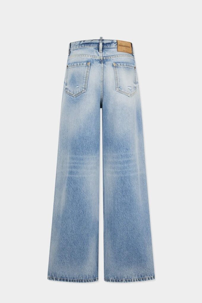 Licht diagonaal gewassen baggy Jeans Licht diagonaal gewassen baggy Jeans