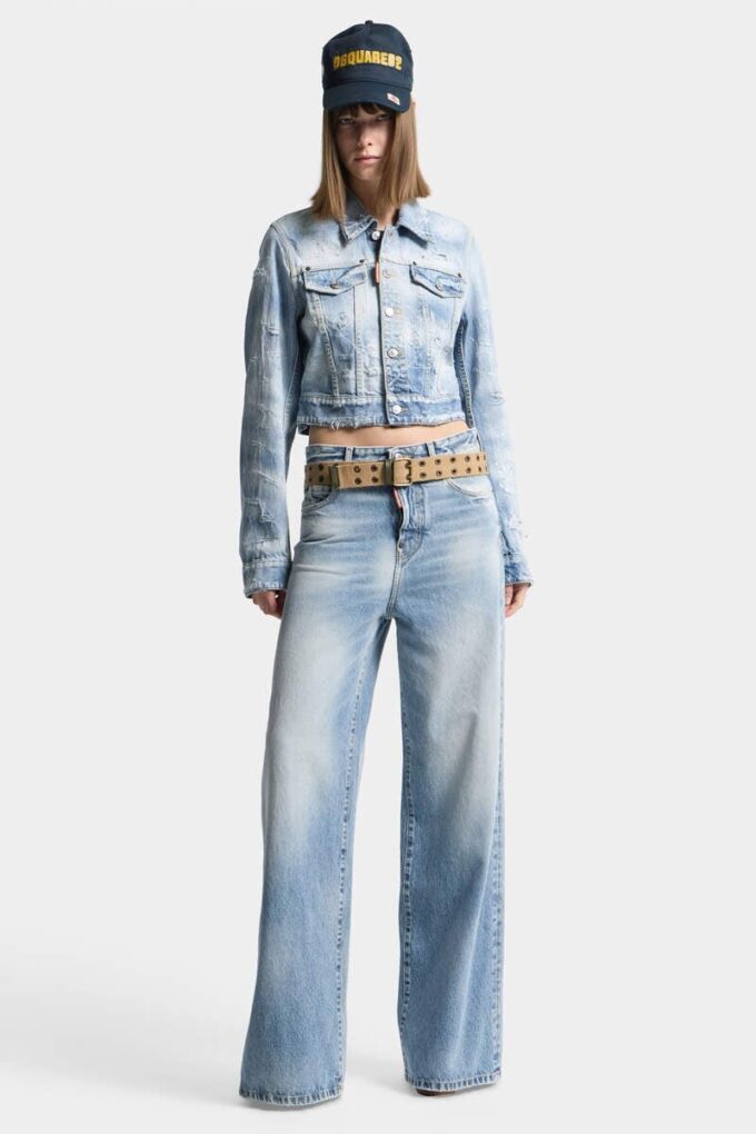 Licht diagonaal gewassen baggy Jeans Licht diagonaal gewassen baggy Jeans
