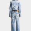 Licht diagonaal gewassen baggy Jeans Licht diagonaal gewassen baggy Jeans