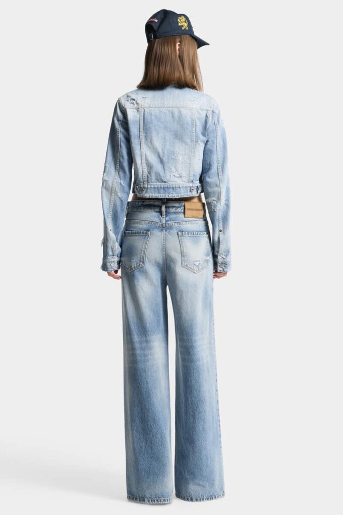 Licht diagonaal gewassen baggy Jeans Licht diagonaal gewassen baggy Jeans