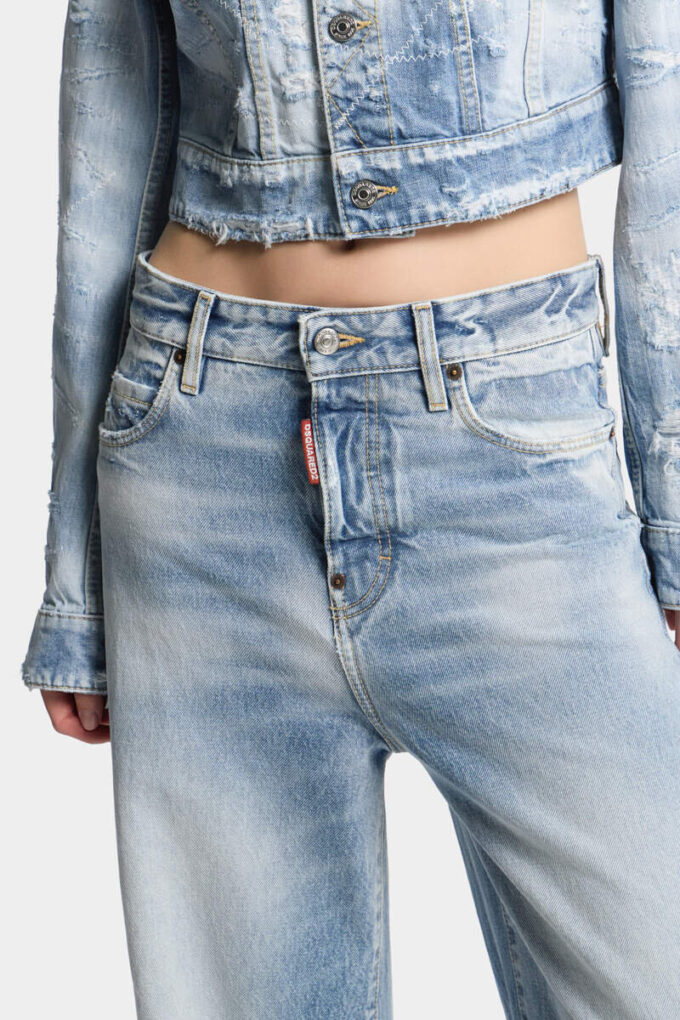 Licht diagonaal gewassen baggy Jeans Licht diagonaal gewassen baggy Jeans