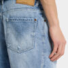 Licht diagonaal gewassen marineblauwe korte broek Licht diagonaal gewassen marineblauwe korte broek