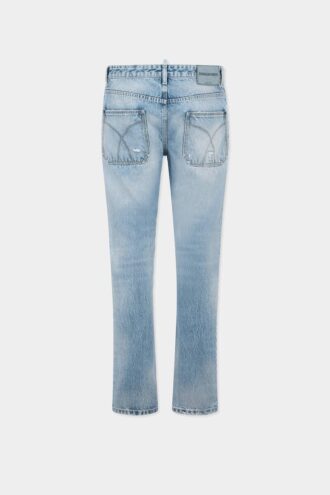 Licht Diagonale Wash Teddy-Jeans