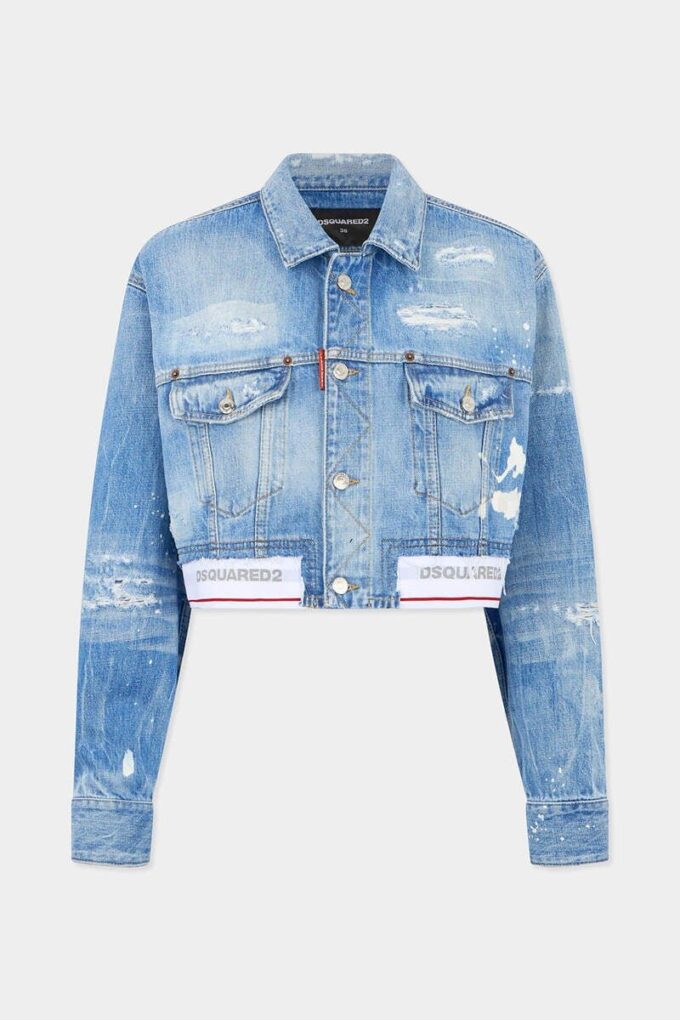 Licht gewassen boxy Jeans-jasje Licht gewassen boxy Jeans-jasje