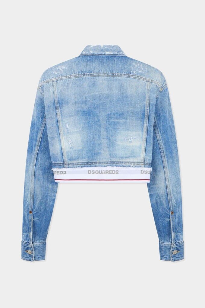 Licht gewassen boxy Jeans-jasje Licht gewassen boxy Jeans-jasje
