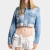 Licht gewassen boxy Jeans-jasje Licht gewassen boxy Jeans-jasje