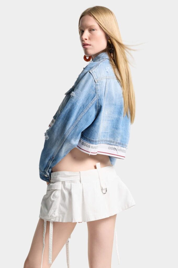 Licht gewassen boxy Jeans-jasje Licht gewassen boxy Jeans-jasje