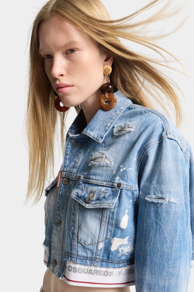Licht gewassen boxy Jeans-jasje Licht gewassen boxy Jeans-jasje