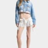 Licht gewassen boxy Jeans-jasje Licht gewassen boxy Jeans-jasje