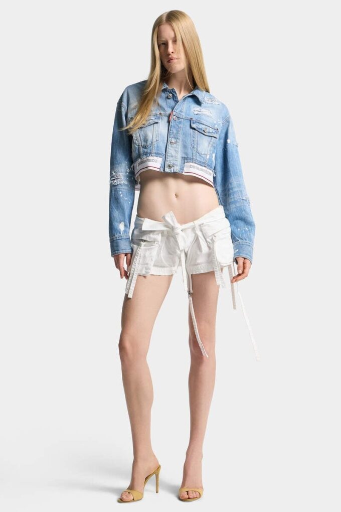 Licht gewassen boxy Jeans-jasje Licht gewassen boxy Jeans-jasje