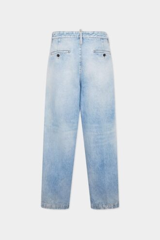 Licht gewassen denim broek met één plooi