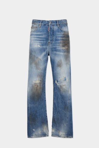 Licht verwassen, loszittende Jeans met gedraaide pasvorm