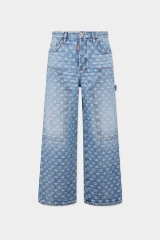 Lichtgewaschene baggy carpenter-Jeans