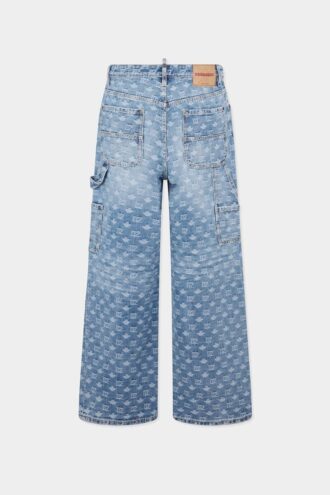 Lichtgewaschene baggy carpenter-Jeans