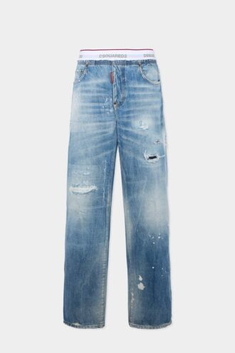Lichtgewassen denim joggingbroek