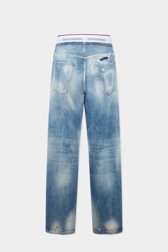 Lichtgewassen denim joggingbroek