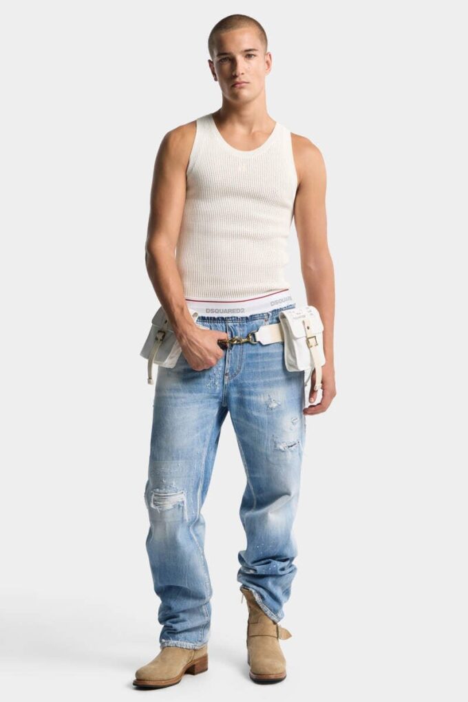 Lichtgewassen denim joggingbroek Lichtgewassen denim joggingbroek
