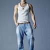 Lichtgewassen denim joggingbroek Lichtgewassen denim joggingbroek