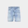 Marineblauwe korte broek met lichte wassing