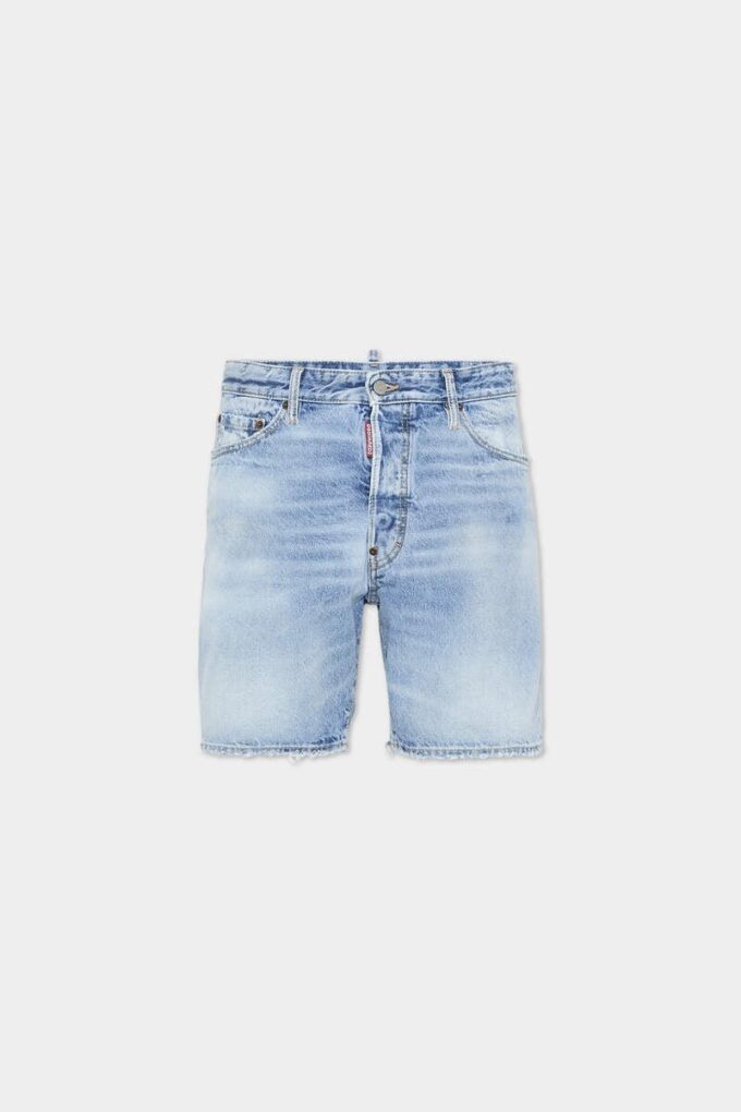 Marineblauwe korte broek met lichte wassing
