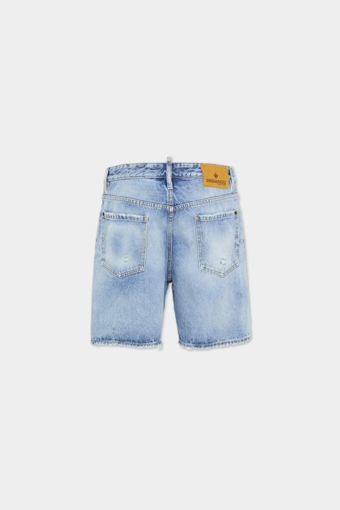 Marineblauwe korte broek met lichte wassing