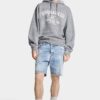 Marineblauwe korte broek met lichte wassing