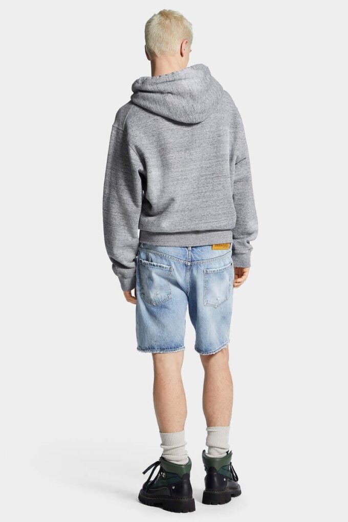Marineblauwe korte broek met lichte wassing