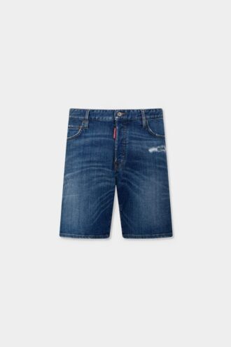 Marineblauwe korte broek met medium wassing Marineblauwe korte broek met medium wassing