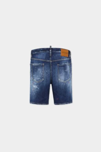 Marineblauwe korte broek met middelgrote rode stippen Marineblauwe korte broek met middelgrote rode stippen