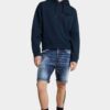 Marineblauwe korte broek met middelgrote rode stippen Marineblauwe korte broek met middelgrote rode stippen