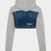 Medium gescheurde wassing denim mix cropped hybride hoodie Medium gescheurde wassing denim mix cropped hybride hoodie
