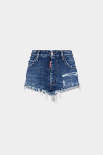 Medium Wash Trucker Hotpants