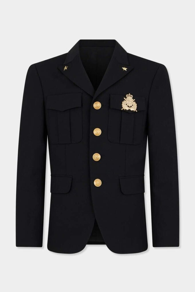 Militaire blazer met enkele rij knopen
