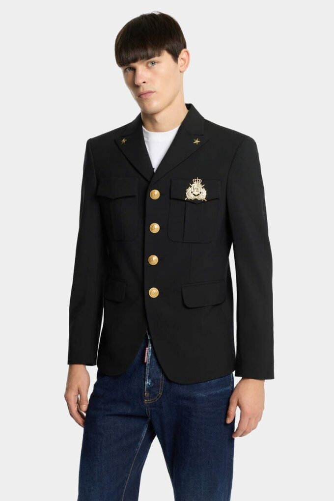 Militaire blazer met enkele rij knopen