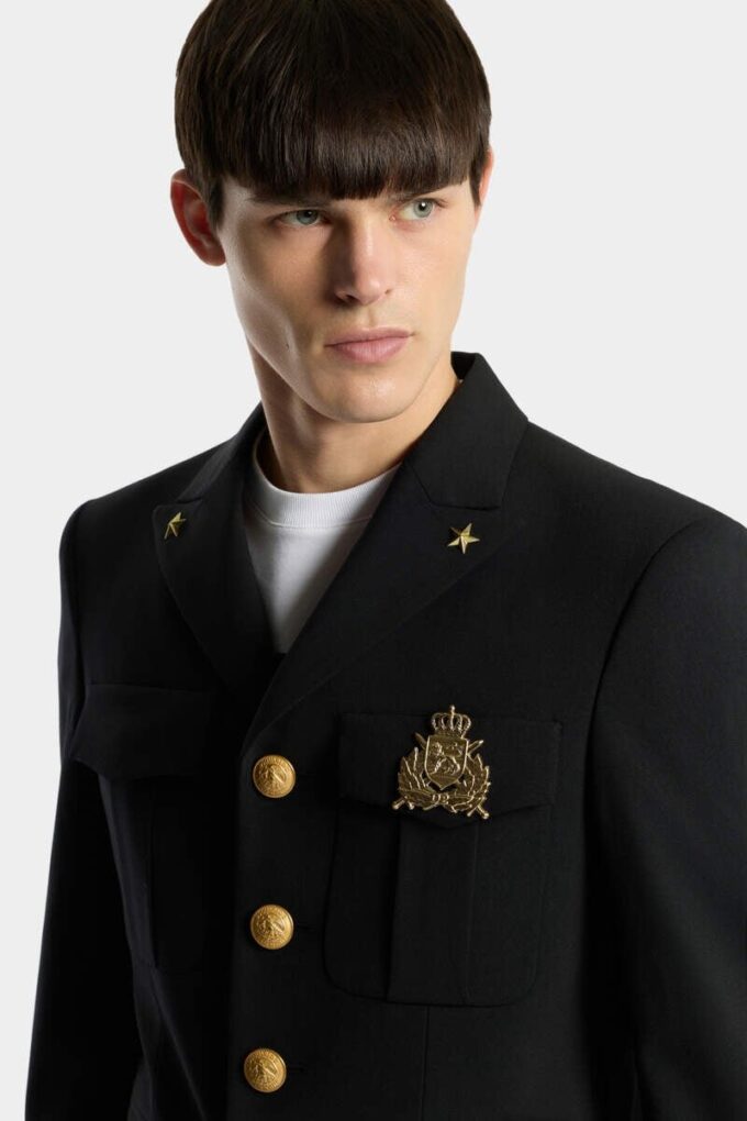 Militaire blazer met enkele rij knopen