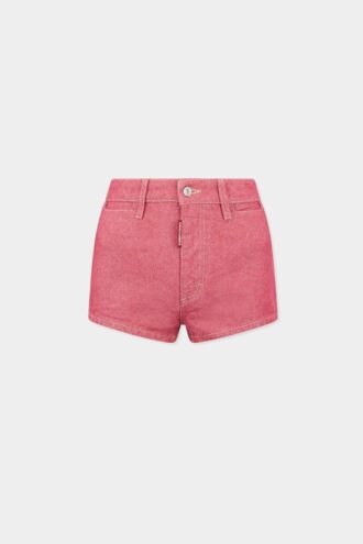 Oxford-denim hotpants met hoge taille