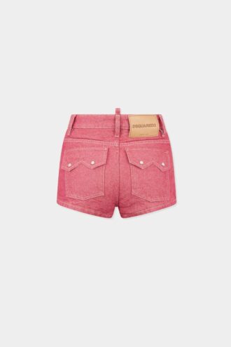 Oxford-denim hotpants met hoge taille