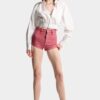 Oxford-denim hotpants met hoge taille Oxford-denim hotpants met hoge taille