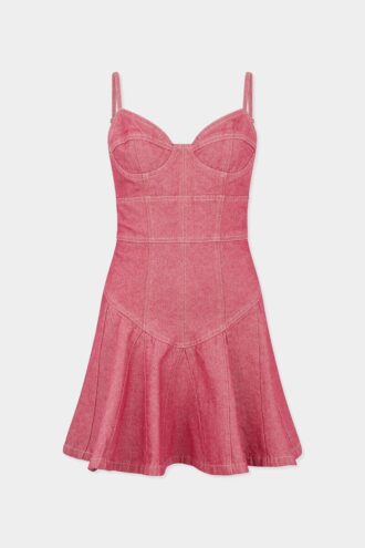 Oxford-denim jurk met volants