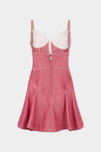 Oxford-denim jurk met volants
