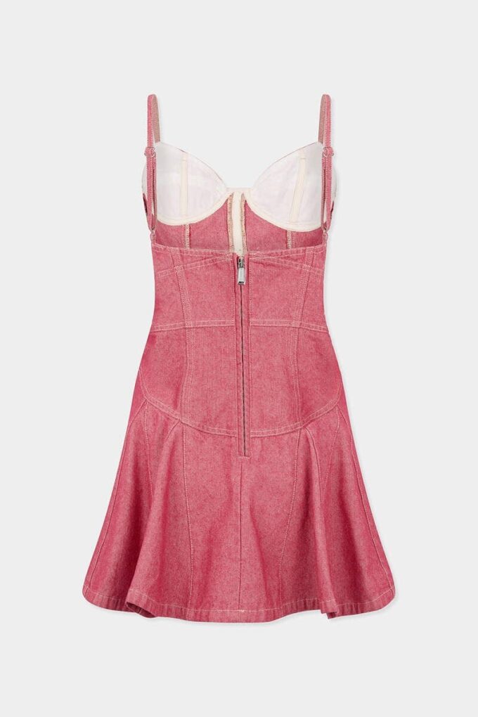 Oxford-denim jurk met volants Oxford-denim jurk met volants