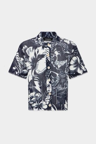 Polo met korte mouwen en dansende bloemen