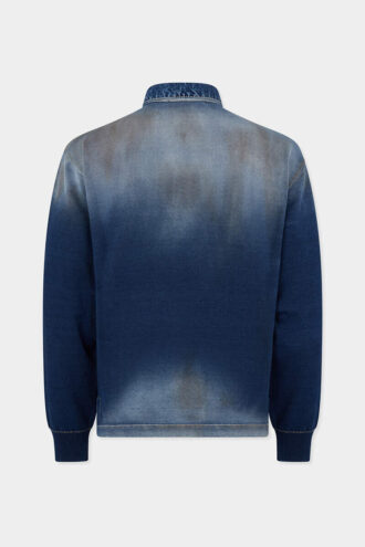 Polo met lange mouwen en denimeffect Polo met lange mouwen en denimeffect