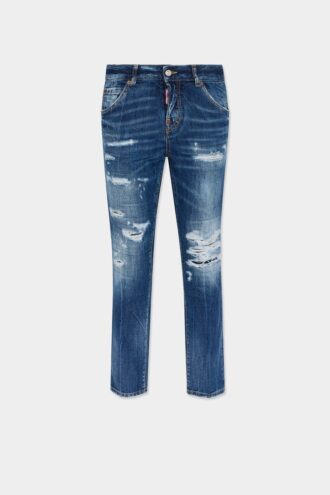 Teddy-Jeans met medium gescheurde wassing