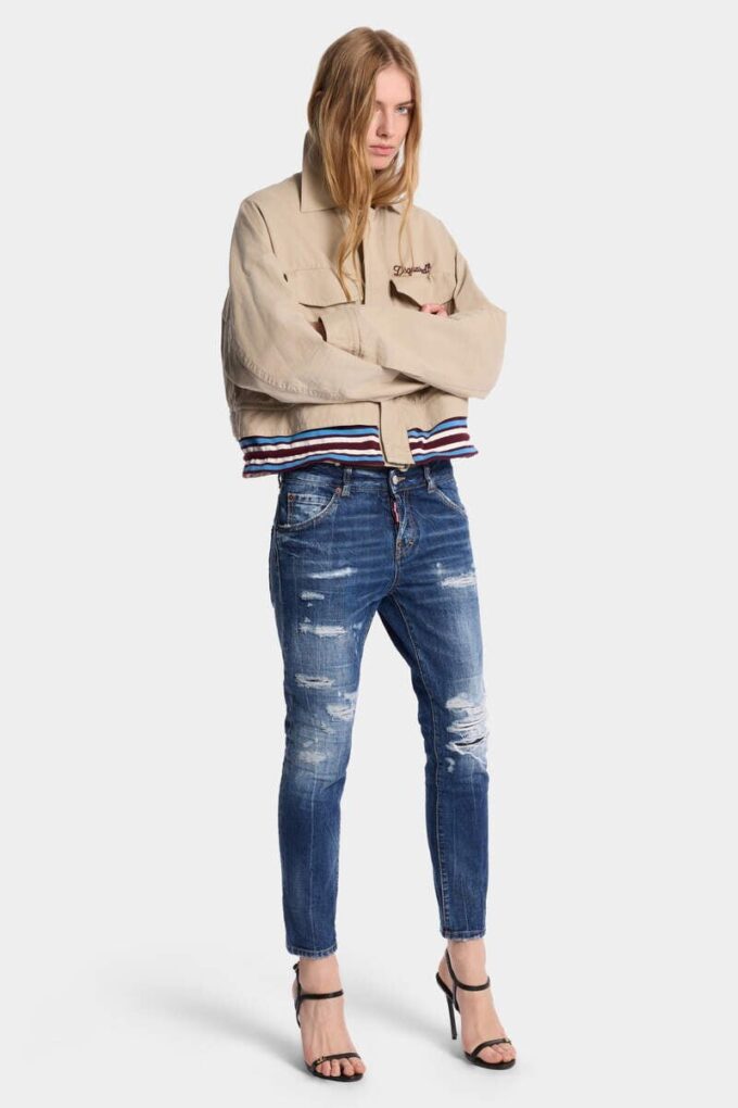 Teddy-Jeans met medium gescheurde wassing Teddy-Jeans met medium gescheurde wassing