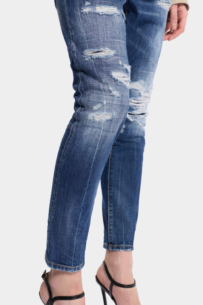 Teddy-Jeans met medium gescheurde wassing Teddy-Jeans met medium gescheurde wassing
