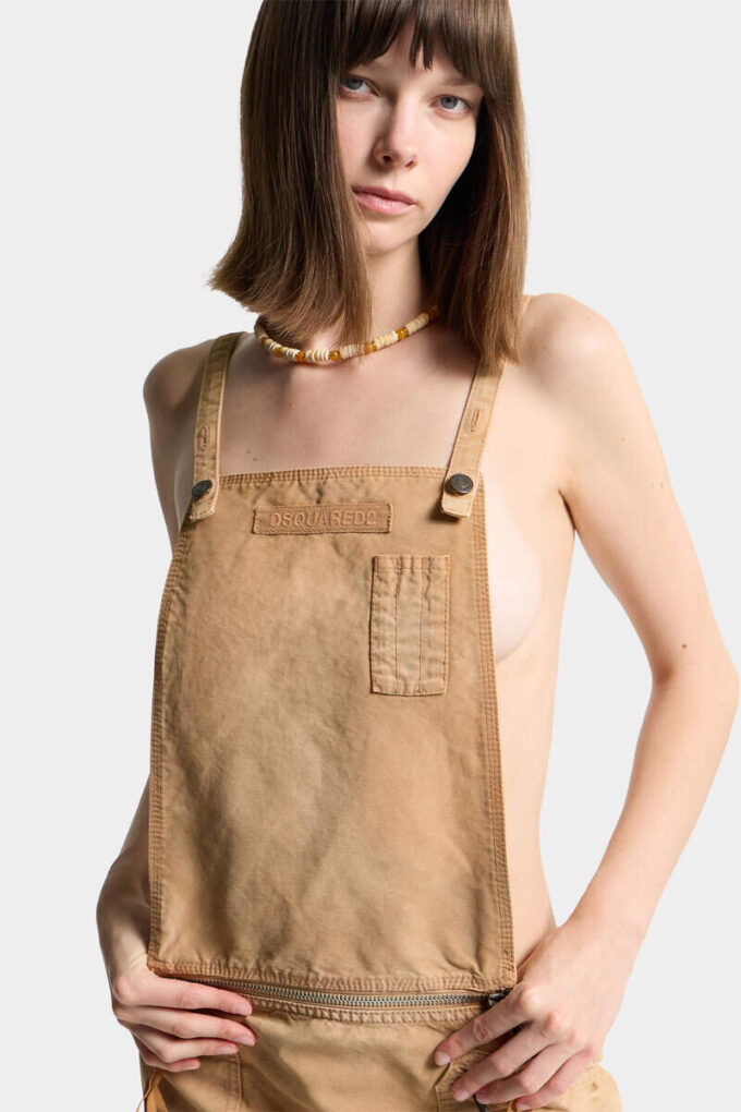 Utility-salopette met distressed-look