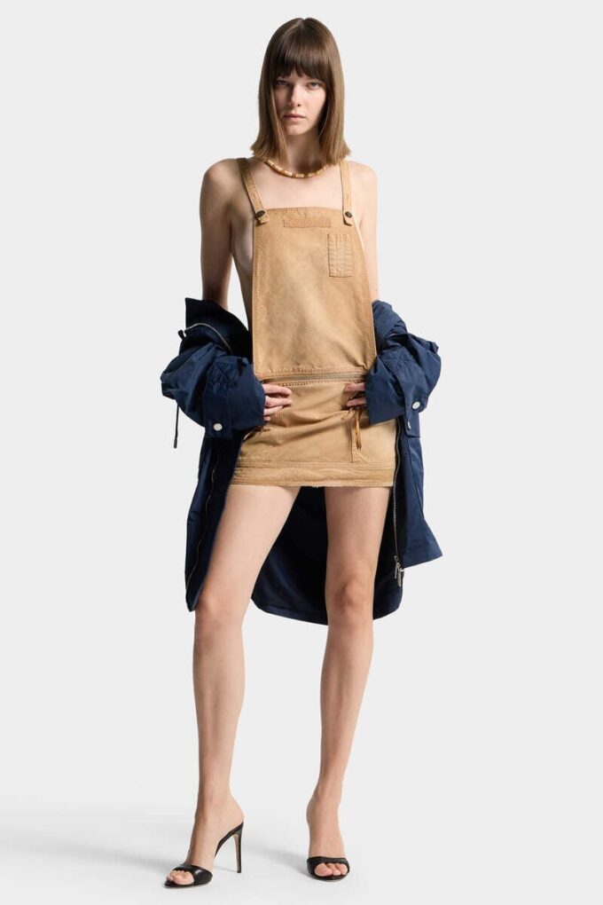 Utility-salopette met distressed-look